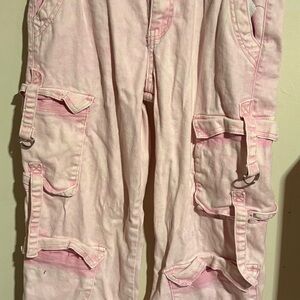 Trendy Pink Cargo Pants with Buckle Accents